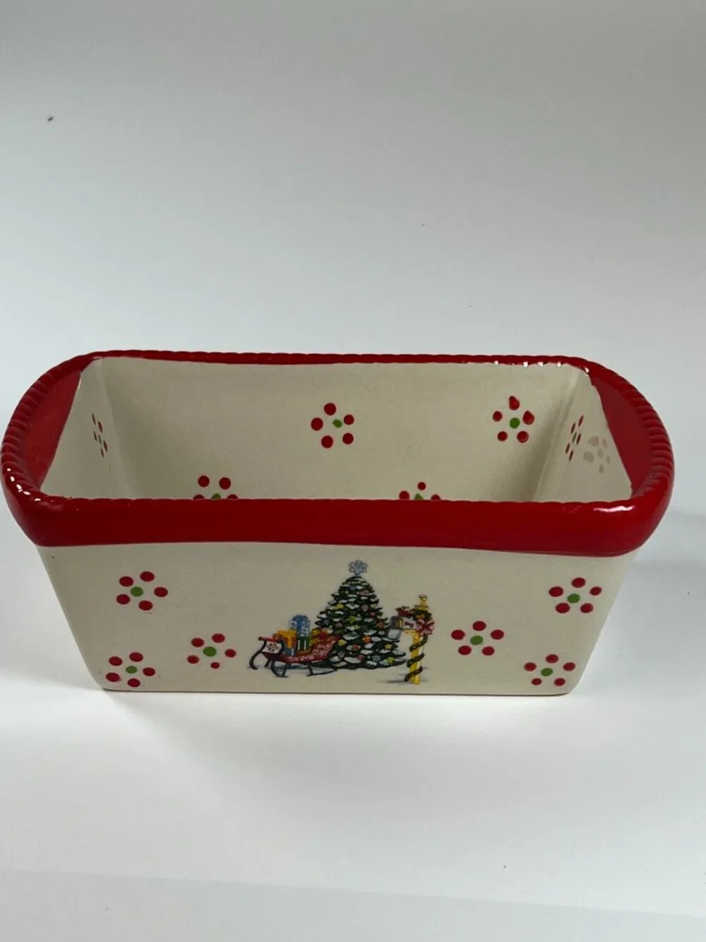 Temptations By Tara 12 OZ Mini Loaf Pan Christmas Holiday Motif Bakeware